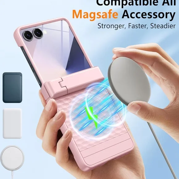 Pink Samsung Galaxy Z Flip 7 Case - MagSafe & Hinge Protection - NEW - Picture 2 of 5
